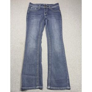 Rockin C Jeans Womens 29 (30x33) Midrise Bootcut Embroidered Pockets Denim